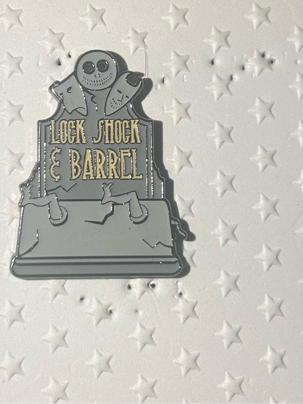 Loungefly Gray Lock Shock & Barrel Enamel Pin with Gold Accents